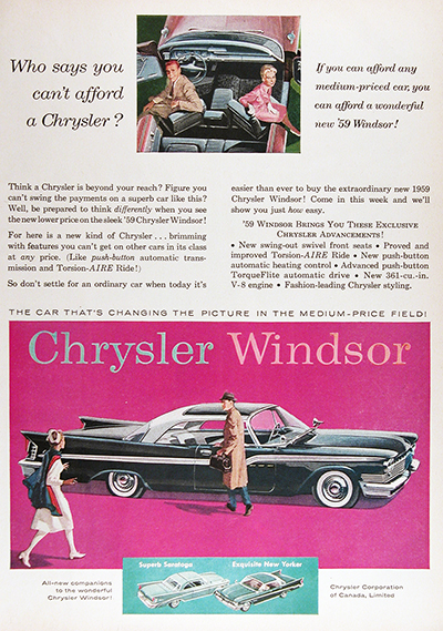 1959 Chrysler Windsor Coupe Vintage CDN Ad #025921