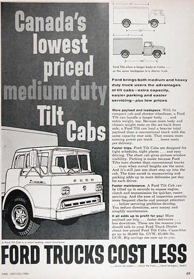 1959 Ford Tilt Cab Trucks Vintage Ad #025666