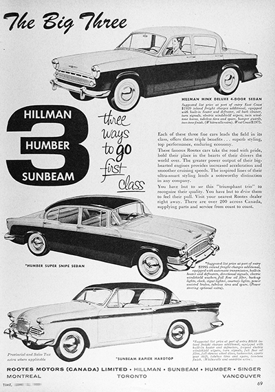 1959 Hillman Humber Sunbeam Vintage Ad #025919