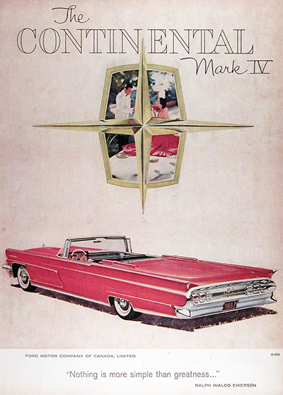 1959 Lincoln Continental Mark IV Convertible Vintage Ad #025916