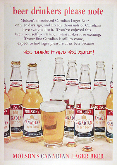 1959 Molson Canadian Beer Vintage Ad #025928