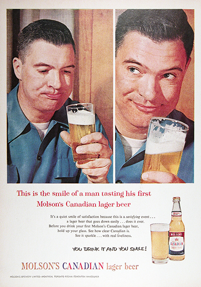 1960 Molson Canadian Lager Beer Vintage Ad #025712