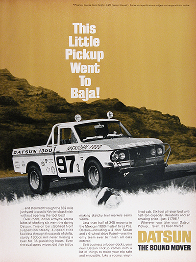 1969 Datsun Baja Pickup Vintage Ad #026024