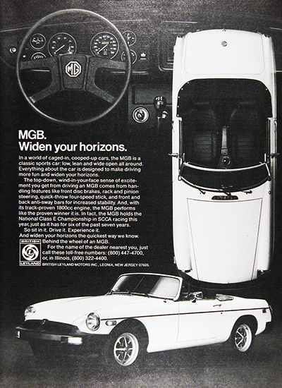 1979 MGB Convertible Vintage Ad #026005