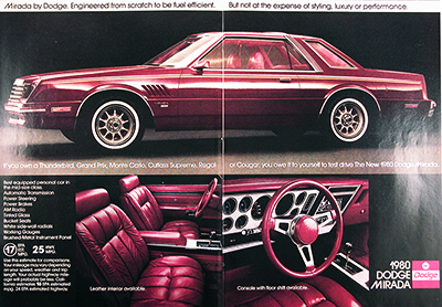 1980 Dodge Mirada Centerfold Vintage Ad #025874