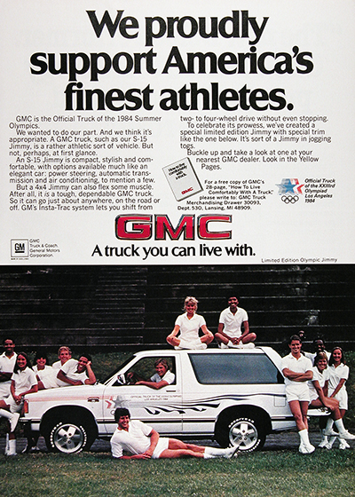 1984 GMC Jimmy Olympics Vintage Ad #025883
