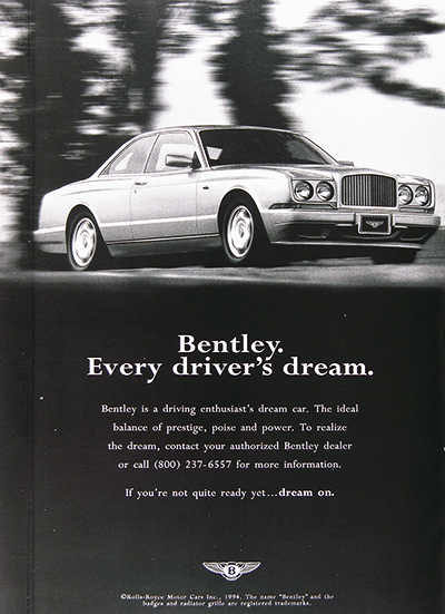 1995 Bentley Coupe Vintage Ad #025950