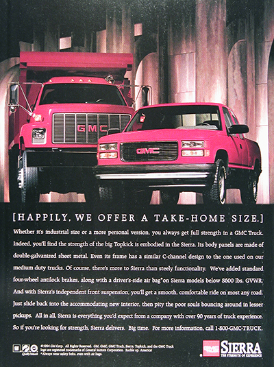 1995 GMC Sierra Pickup Truck Vintage Ad #025958