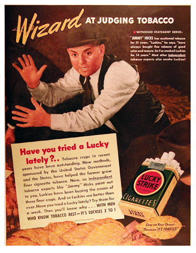 1939 Lucky Strike Cigarettes - Jimmy Hicks Vintage Ad #025492
