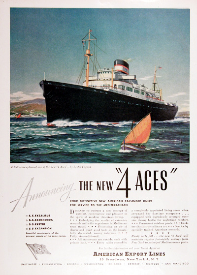 1948 American Export Lines Vintage Ad #025438