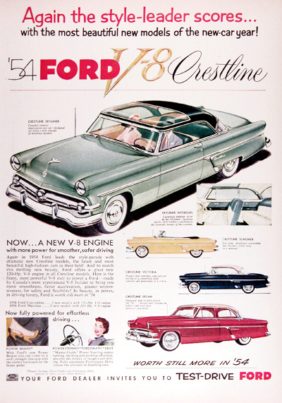 1954 Ford Crestline Skyliner Vintage Ad #025393