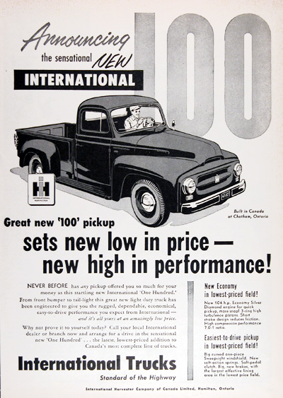 1954 International 100 Pickup Truck Vintage Ad #025395