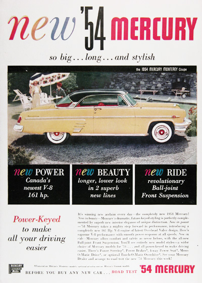 1954 Mercury Monterey Coupe Vintage Ad #025400
