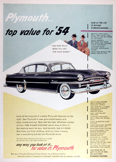 1954 Plymouth Belvedere Sedan Vintage Ad #025412