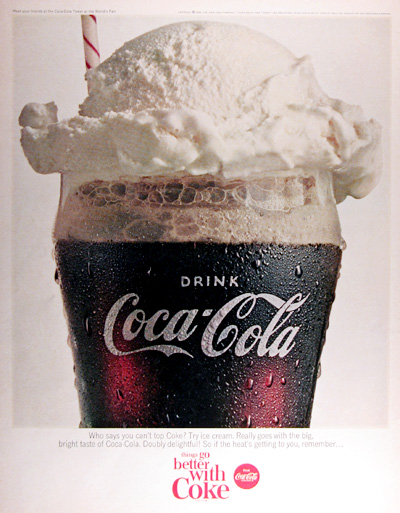 1965 Coca Cola Ice Cream Float Vintage Ad #025468
