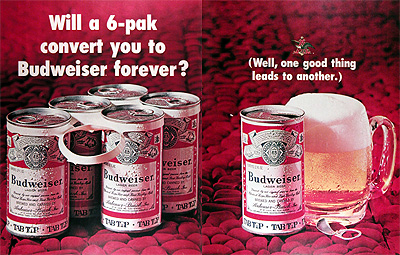 1969 Budweiser Tab Top Vintage Ad #012932