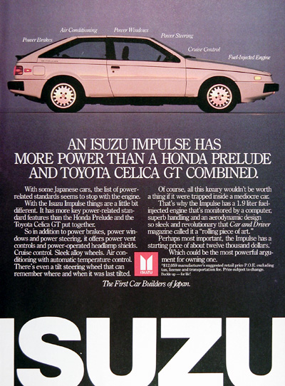 1987 Isuzu Impulse Vintage Ad #006276